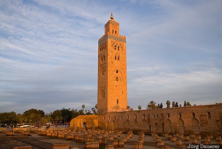 Marrakech, Marrakech-Tensift-Al Haouz, Morocco, blue sky, evening light, Koutoubia, Koutoubia Mosque, Marokko, Marrakesh, Murakush