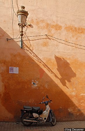 Marrakech, Marrakech-Tensift-Al Haouz, Morocco, Africa, facade, MAR, moped, Marokko, Marrakesh, Murakush