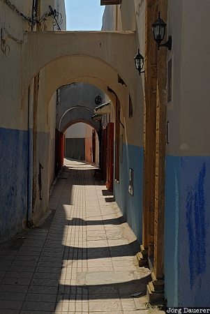 Morocco, Ouda&iuml;a, Rabat-Sal&eacute;-Zemmour-Za&euml;r, alley, arc, door, narrow, Rabat, Marokko, Rabat-Sale-Zemmour-Zaer