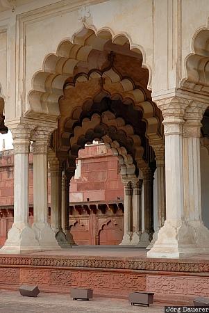 Agra Fort, red fort, columns, Agra, Uttar Pradesh, India