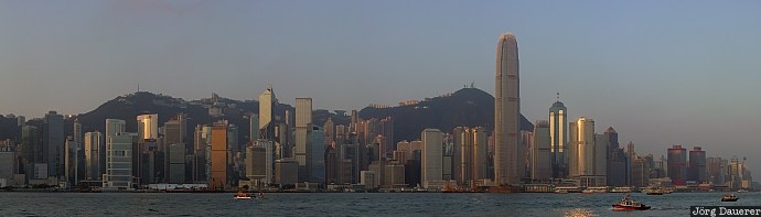 Kowloon, Hong Kong, Victoria Peak, Skyline, sunrise, harbor, city lights, China