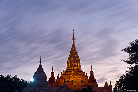 Bagan, Mandalay-Region, MMR, Myanmar, Ananda Temple, blue hour, flood-lit