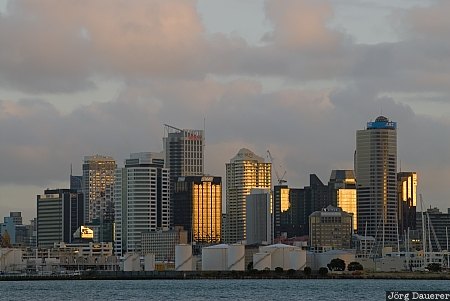 New Zealand, Auckland, Herne Bay, Northcote, clouds, evening light, glass, Neuseeland