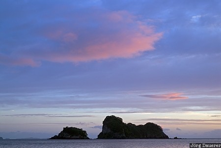 New Zealand, Waikato, Cathedral Cove, Cooks Beach, Coromandel Peninsula, pacific ocean, red clouds, Neuseeland