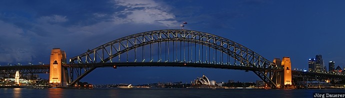 Sydney Harbor Bridge Australia, New South Wales, Sydney, night artificial light, opera, bridge, panorama, Australien, Down Under, NSW