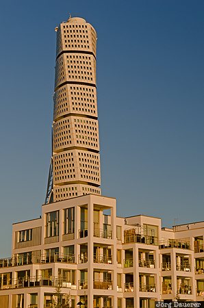 Malmö, Ribersborg, SWE, Sweden, apartment buildings, blue sky, evening light, Skane län, Skane laen, Malmoe