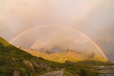 Rainbow clouds, green, Mefjordvær, morning light, Norway, norwegian Sea, peaks, Troms, Norwegen, Norge