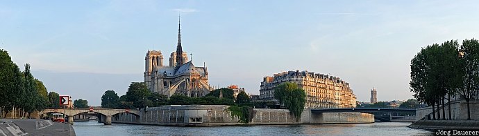 cathedral, church, clouds, morning light, Notre Dame, Notre Dame de Paris, river, France, Frankreich