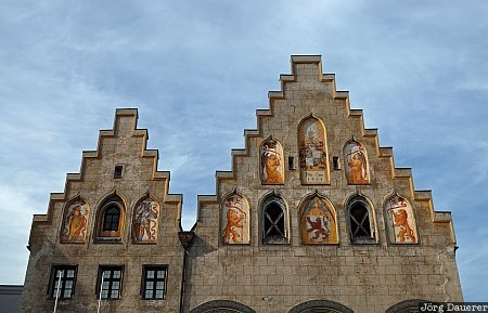 Germany, Upper Bavaria, Wasserburg am Inn, bavaria, blue sky, clouds, gables, Deutschland, Bayern