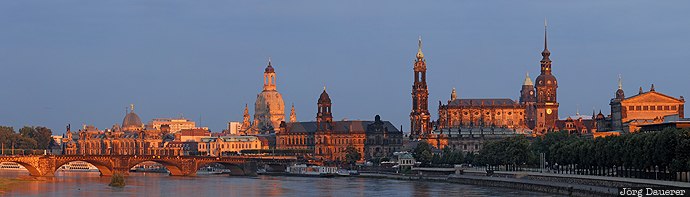 Dresden Skyline DEU, Dresden, Dresden Friedrichstadt, elbe, evening light, Germany, Marienbrücke, Saxony, Deutschland, Sachsen