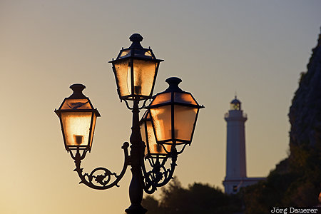 Cefalù, ITA, Italy, back-lit, Capo Cefalù Lighthouse, lighthouse, morning light, Sicily, Italien, Italia, Sizilien, Sicilia