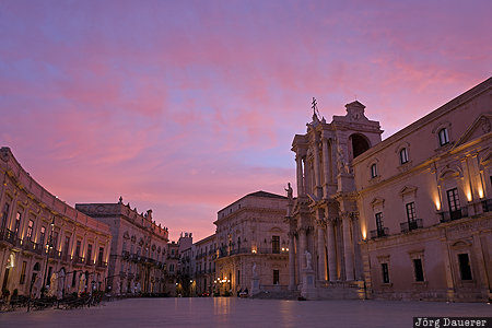 ITA, Italy, baroque, blue hour, Cathedral of Syracuse, Duomo di Siracusa, flood-lit, Sicily, Siracusa, Italien, Italia, Sizilien, Sicilia