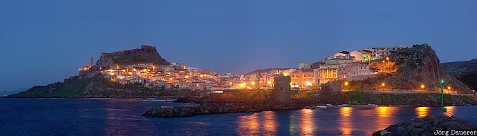 castle, Castelsardo, Sardinia, Italy, night, sea, harbor, Italien, Italia, Sardinien, Sardegna