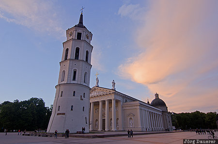 Cathedral of St Stanislaus, church, evening light, sunset, Vilnius Cathedral, Vilnius County, Lithuania, Vilnius