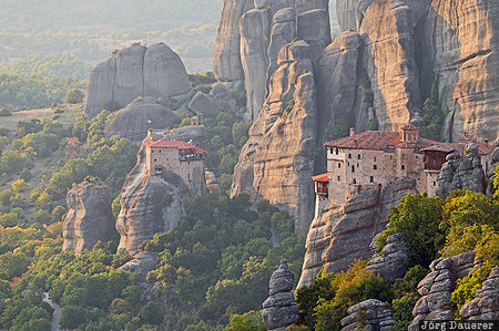 Meteora Sunset GRC, Greece, Kalampaka, Kastraki, Thessaly, cliffs, Meteora