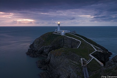 Anglesey, coast, dark clouds, evening light, Holyhead, Irish Sea, lighthouse, United Kingdom, Wales, Großbritannien, Vereinigtes Königreich, Grossbritannien, Vereinigtes Koenigreich