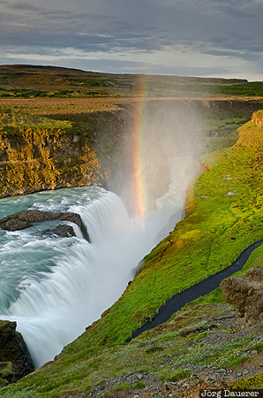 Gullfoss ISL, Iceland, Suðurland, Tungufell, green, Gullfoss, Hvítá, Sudurland