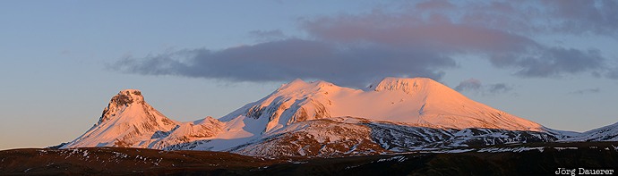 Kerlingarfjöll Alpenglow alpenglow, blue sky, clouds, evening light, highland, Kerlingarfjöll, mountain, Iceland, Austurland, Kerlingarfjoell