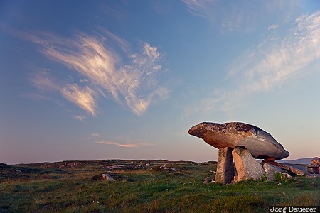 blue hour, blue sky, clouds, dolmen, Donegal, fill flash, flash gun, Republic of Ireland, Kilclooney, Ireland, Irland