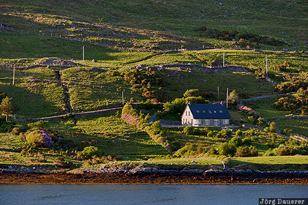 Killary Harbour Republic of Ireland, IRL, evening light, fjord, Galway, green, house, Killary Harbour, Ireland, Irland