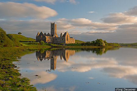 Rosserk Friary Ireland, IRL, Abbey, blue sky, church, clouds, Mayo, Republic of Ireland, Rosserk, Irland