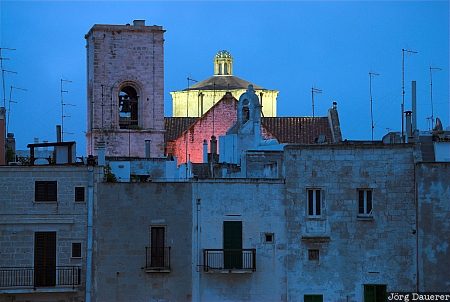 Italy, Apulia, Polignano a Mare, facade, windows, house, artificial light, Italien, Italia, Apulien, Puglia