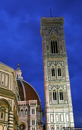 Florence, night, Cathedral, Tuscany, Italy, campanile, tower, Italien, Italia