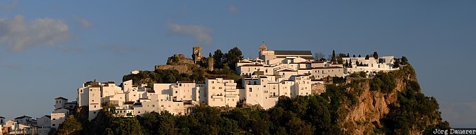 Spain, Andalusia, Casares, blue sky, castle, clouds, evening light, Spanien, Espana, Andalucia, Andalusien