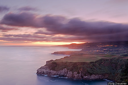 São Miguel Coast Azores, Portugal, PRT, Ribeirinha, Atlantic ocean, coast, colorful clouds, Ribeira Seca do Porto