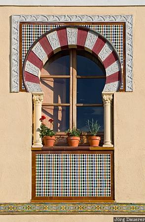 Spain, Andalusia, Cordoba, window, flower pots, juderia, wall, Spanien, Espana, Andalucia, Andalusien, Cordova