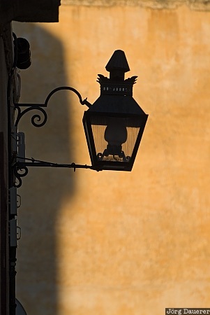 Spain, Andalucia, Cordoba, silhouette, lamp, street lamp, wall