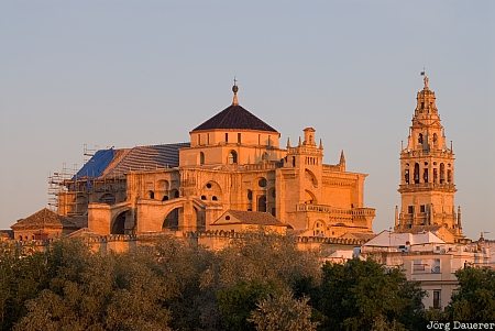 Spain, Andalucia, Cordoba, church, sunset, morning light, steeple, Andalusia, Spanien, Espana, Andalusien, Cordova