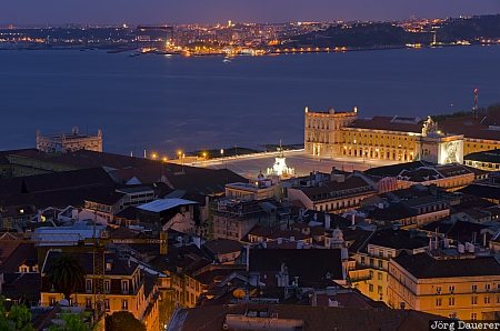 blue hour, Castelo, evening light, illumination, Lisboa, lisbon, Portugal