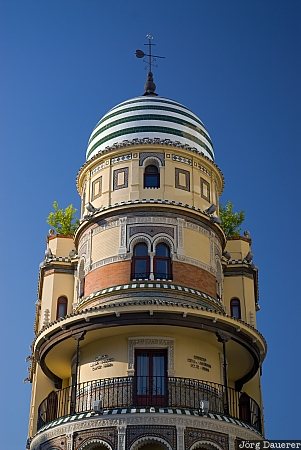 Andalusia, Seville, Spain, balcony, corner building, roof, splendid, Spanien, Espana, Andalucia, Andalusien, Sevilla