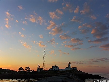 United States, Massachusetts, Gloucester, atlantic ocean, blue sky, coast, colorful sunrise, USA, Vereinigte Staten, MA