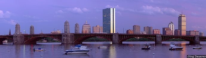 Boston Skyline Boston, skyline, Longfellow Bridge, Charles River, Back Bay, sunset, evening, United States, USA, Vereinigte Staten