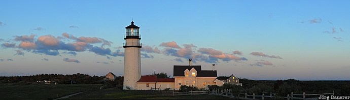 Highland Lighthouse blue hour, clouds, fence, highland, cape cod, lighthouse, Massachusetts, United States, USA, Vereinigte Staten