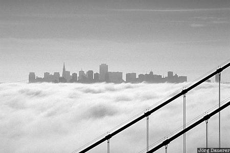 San Francisco Skyline San Francisco, Golden Gate Bridge, Clouds, California, United States, fog, skyline, USA, Vereinigte Staten, Kalifornien, CA