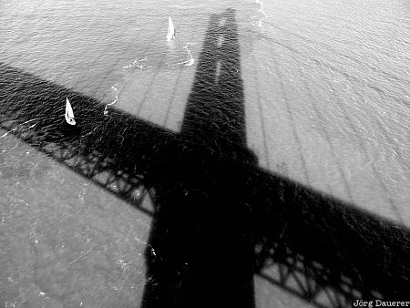 San Francisco, Golden Gate Bridge, shadow, boats, sailing boats, California, United States, USA, Vereinigte Staten, Kalifornien, CA