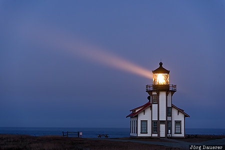 California, Mendocino, United States, USA, blue hour, fog, light beam, Vereinigte Staten, Kalifornien, CA