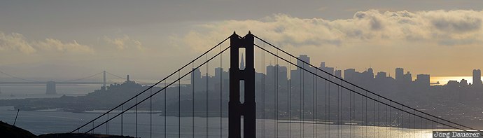 back lit, bridge, California, silhouette, Fort Winfield Scott, Golden Gate, Golden Gate Bridge, United States, USA, Vereinigte Staten, Kalifornien, CA