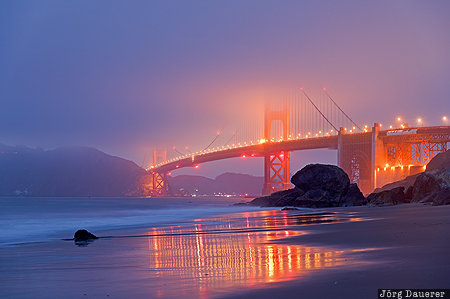 California, Fort Winfield Scott, San Francisco, United States, USA, blue hour, evening light, Vereinigte Staten, Kalifornien, CA