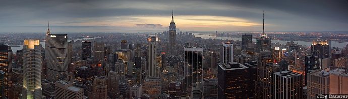 Manhattan clouds, Manhattan, New York, Rockefeller Center, skyline, skyscrapers, sunset, United States, USA, Vereinigte Staten, NY, New York City, Big Apple