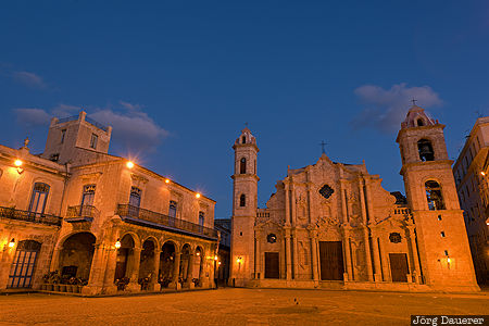 blue hour, Cathedral, flood-lit, Habana Vieja, Havana Cathedral, illumination, morning light, Cuba, La Habana, Havana, Kuba, Havanna