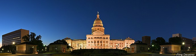 Austin, blue hour, blue sky, columns, dome, flood-lit, illumination, United States, USA, Vereinigte Staten