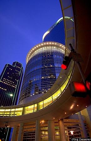 Houston, night, Enron building, United States, Texas, traffic light, illumination, USA, Vereinigte Staten, TX