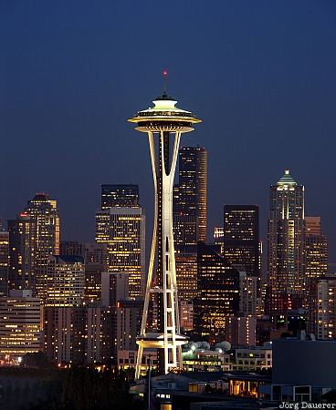 space needle, Seattle, Washington, WA, night, Queen Ann, Kerry Park