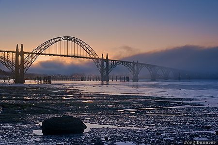 Newport, Oregon, South Beach, United States, USA, bridge, fog, Vereinigte Staten, OR