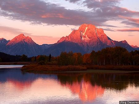 Mount Moran Mount Moran, Oxbow Bend, morning, reflexion, Wyoming, Grand Teton National Park, United States, USA, Vereinigte Staten, WY
