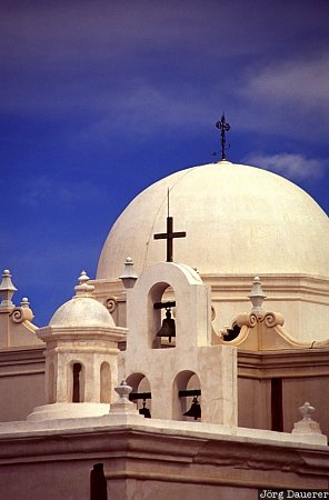 Mission, mission San Xavier del Bac, Tucson, church, bells, tower, Arizona, United States, USA, Vereinigte Staten, AZ